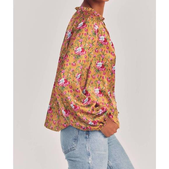 NEW LOVESHACKFANCY manchester blouse in ruby goldmine - Picture 3 of 4